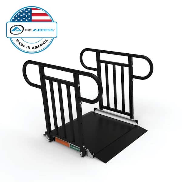 EZ-ACCESS GATEWAY 3G 3 ft. Aluminum Solid Surface Black Wheelchair Ramp with Black Vertical Picket Handrails