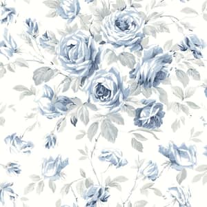 Manon Blue Rose Stitch Matte Pre-pasted Paper Wallpaper