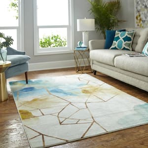 Illusion Water Cream 8 ft. x 10 ft. Abstract Area Rug