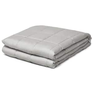 Light Gray 100% Cotton 48 in. x 72 in. Quilted 12 lbs.Weighted Blanket with Glass Beads