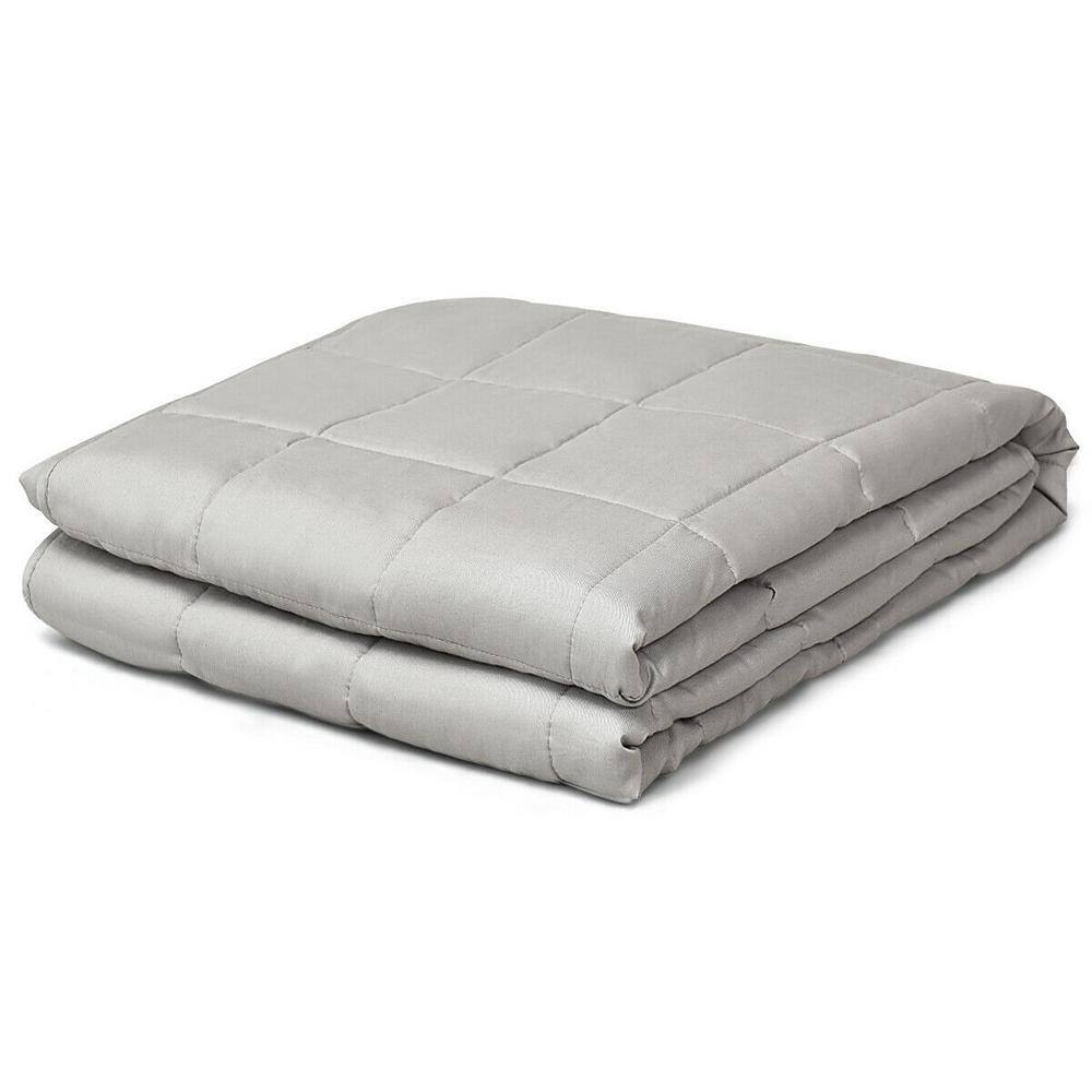 Costway Light Gray 100 Cotton 60 in. x 80 in. Quilted 25 lbs.Weighted