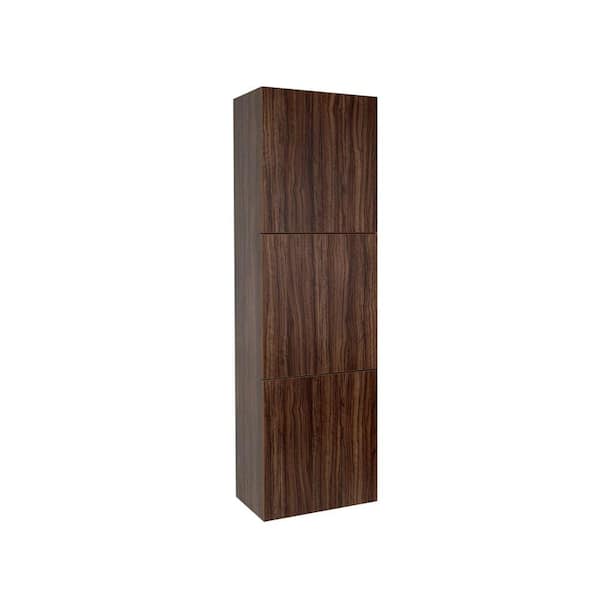 Fresca 17-3/4 in. W x 59 in. H x 12 in. D 3-Door Bathroom Linen Storage Cabinet in Walnut
