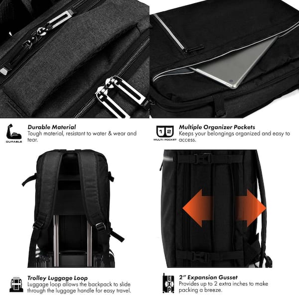 Travel Select Grayville 16.5 in. Black Multifunctional Expandable