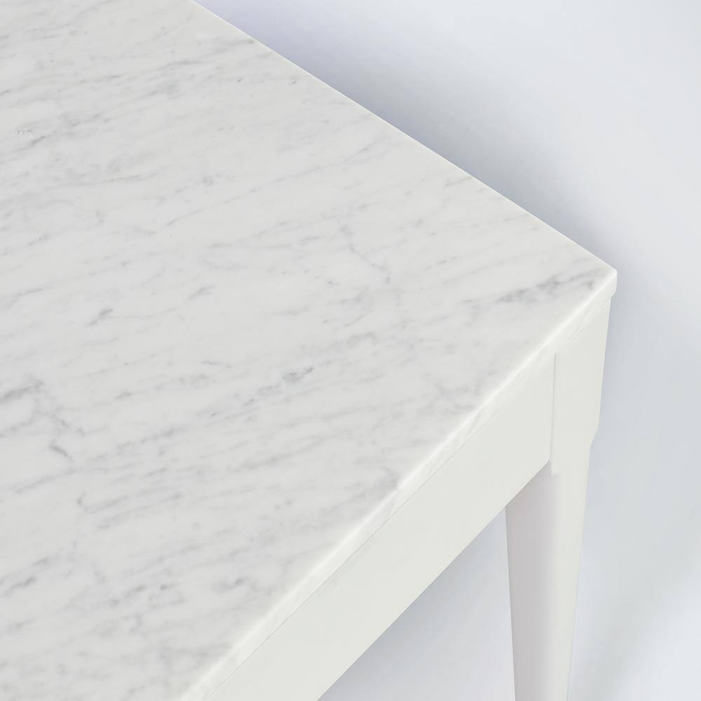 Sleek Carrara Marble & Wood Console Table with Storage - 36"