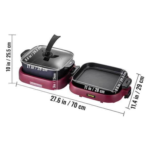 VEVOR 2 in 1 Electric Grill and Hot Pot BBQ Pan Grill and Hot Pot Smokeless  Hot Pot Grill with Dual Temp Control FTSJ2200W110VXOZEV1 - The Home Depot