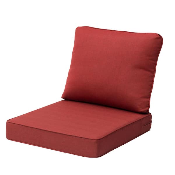 24 in. X 25 in. Casual Outdoor Waterproof Removable Sofa Cushion in Red