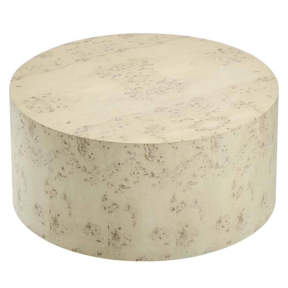 Cosmos 35" Round Bleached Burl Wood Coffee Table