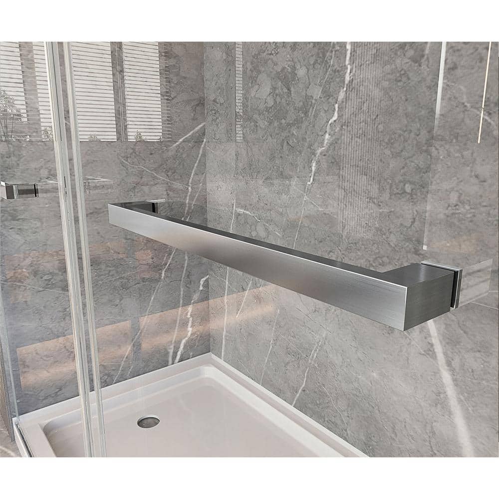 Brushed Nickel Frameless Sliding Shower Door with Clear Tempered Glass
