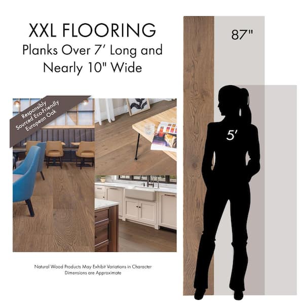 XXL Halliday Ridge White Oak 5/8 in. T x 9.45 in. W Tongue and Groove Engineered Hardwood Flooring (34.10 sq.ft./case)