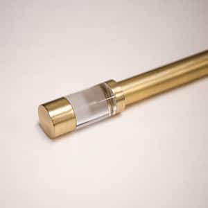 120 in Adjustable Metal Single Curtain Rod with Acrylic Finial in Gold