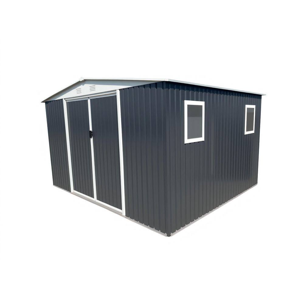 12 ft. W x 10 ft. D Metal Outdoor Storage Shed with Double Pitched Roof Lockable Door 4 Windows (120 sq. ft. ) in Gray price history on PriceWatchPro