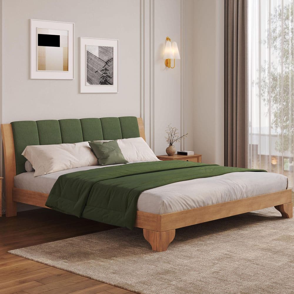 Ralph Modern Black+White Wood Frame Queen Size Platform Bed with Upholstered Headboard - thumbnail 9