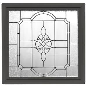 23.5 in. x 23.5 in. Bronze Frame Victorian PE Nickel Caming 1 in. Nail Fin Offset Vinyl Fixed Picture Window