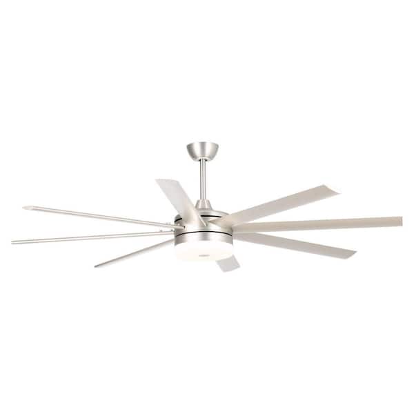 Flint Garden 70 in. Integrated LED Indoor/Outdoor Satin Nickel Ceiling Fan with Remote Control and White Color Changing Light Kit