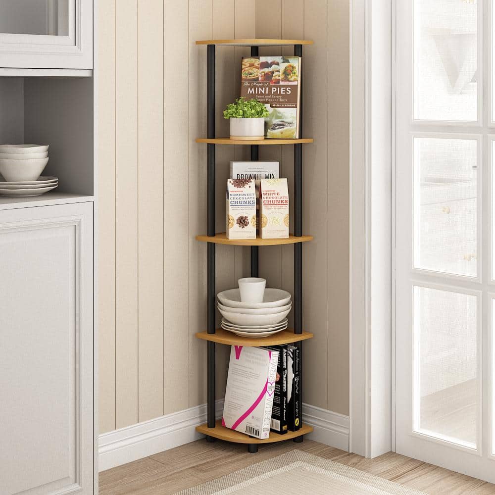Black Corner 5-Tier Display Rack with Recycled PVC Tubes
