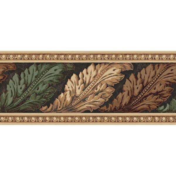 The Wallpaper Company 8 in. x 10 in. Earth Tone Architectural Leaves Border Sample