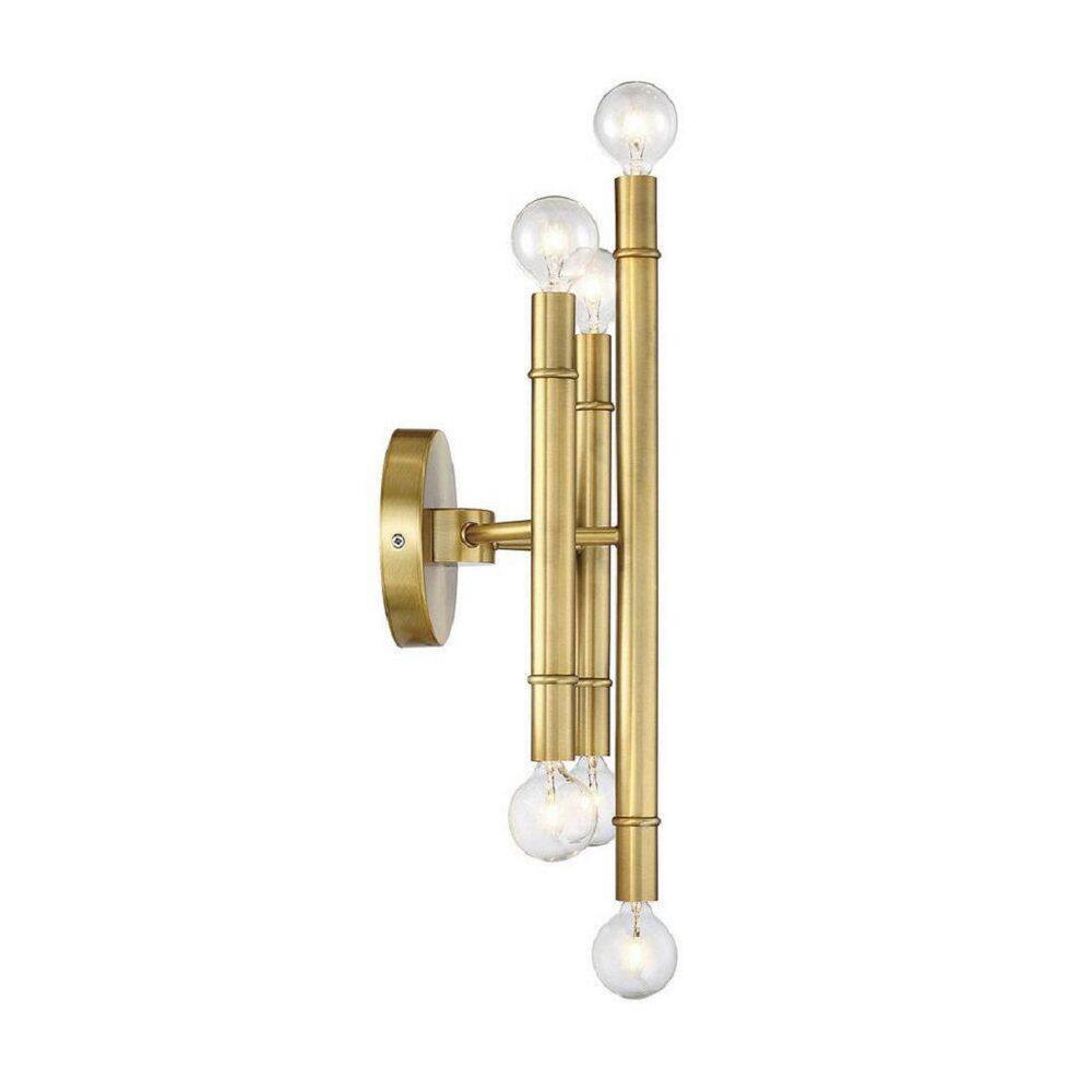 Natural Brass 6-Light Dimmable Wall Sconce