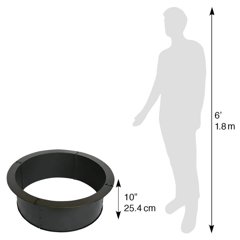 Black 36" Round Heavy-Duty Steel Fire Pit Ring