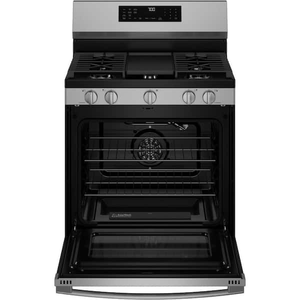 Profile 30 in. 5 Burner Smart Free-Standing Gas Convection Range with No Preheat Air Fry and EasyWash Oven Tray