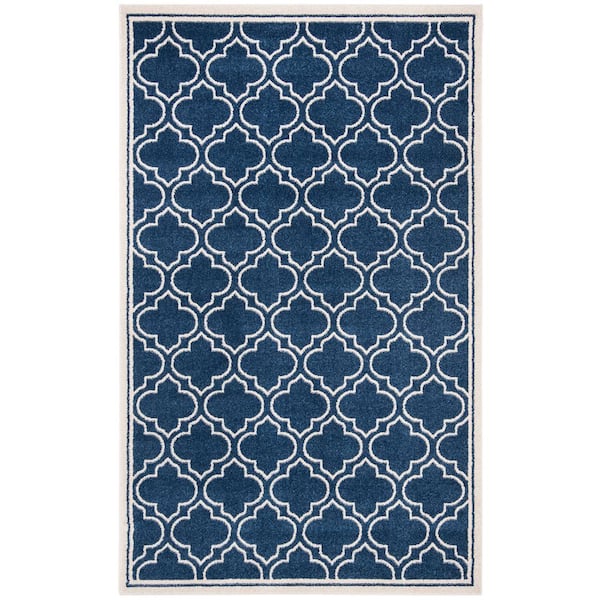 SAFAVIEH Amherst Navy/Ivory 6 ft. x 9 ft. Geometric Quatrefoil Area Rug