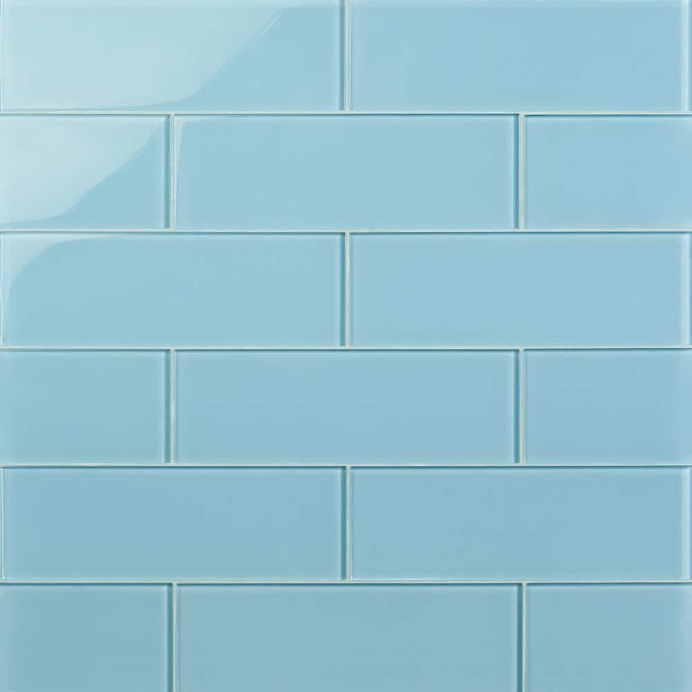 Ivy Hill Tile Contempo Turquoise 4 in. x .31 in. Polished Glass Tile ...