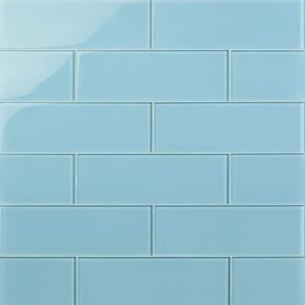 Ivy Hill Tile Contempo Turquoise 4 in. x .31 in. Polished Glass Tile Sample