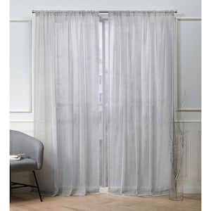 2 Panels 52 x 84 Inch Metallic Silver Branch Artistic Design Grommet Sheer Curtains 84 Inch Long Light Filter Privacy Voile Drapes Gray Kotile Grey Sheer Curtains with Tree Pattern