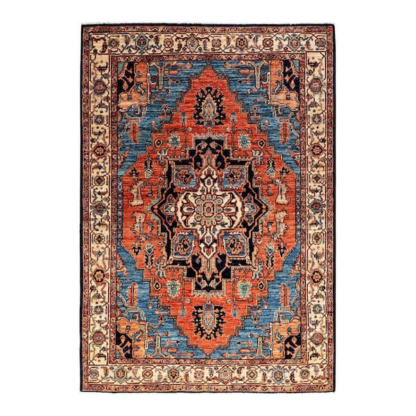 Solo Rugs Serapi One-of-a-Kind Traditional Blue 4 ft. x 6 ft. Hand Knotted Tribal Area Rug