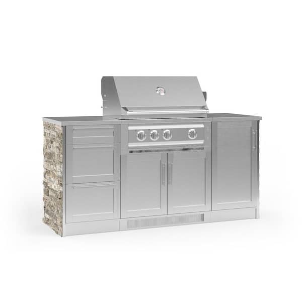 NewAge Products Signature Series 72.16 in. x 25.5 in. x 51 in. 6-Piece Outdoor Kitchen Cabinet Set with Natural Gas 33 in. Grill