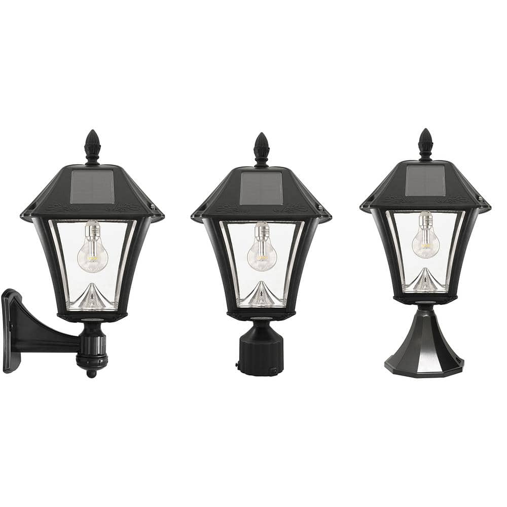 Baytown II Bulb 1-Light Black LED Outdoor Solar Post Light with Wall Sconce and Pier Base Mount Options