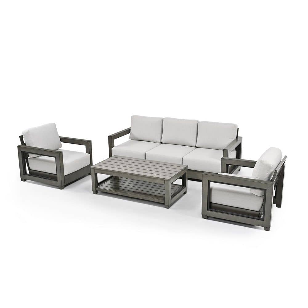 Luxe Haven 5-Person Aluminum Patio Conversation Set with 3-Seater Sofa and Gray Cushions price history on PriceWatchPro