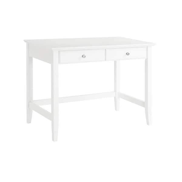 Crosley 42 in. Rectangular White 2 Drawer Writing Desk with Built-In Storage