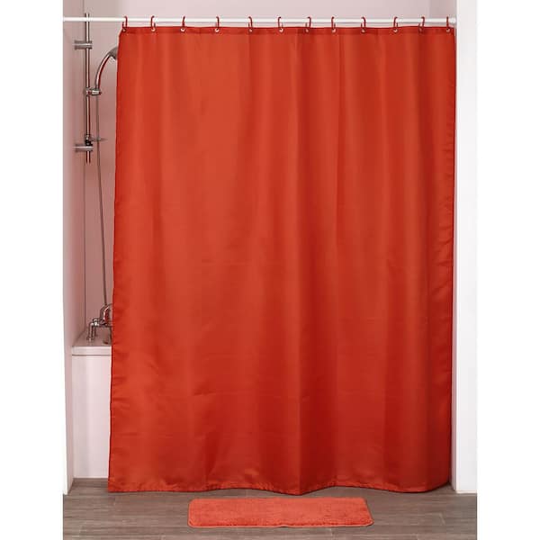 Extra Long Shower Curtain Polyester 12 Rings 79L x 71W - Orange