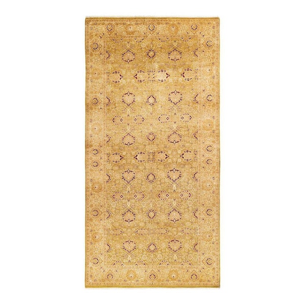 Mogul Green 6 ft. x 13 ft. Oriental Wool Indoor Runner Rug