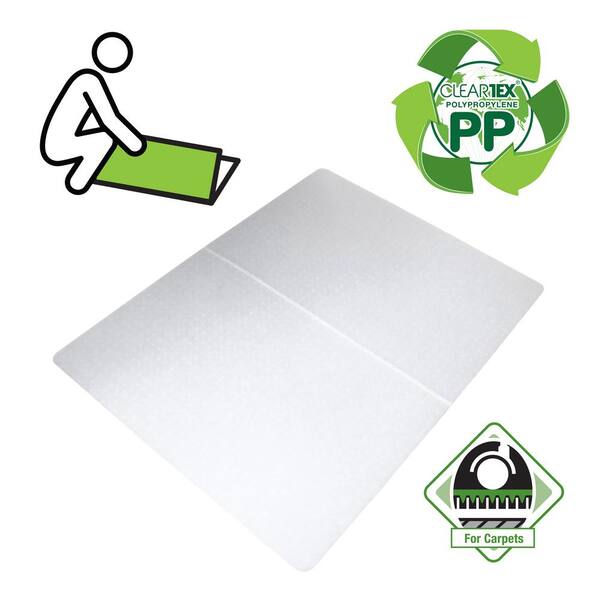 Ecotex Polypropylene Rectangular Foldable Chair Mat for Carpets, 46 x 57, Translucent