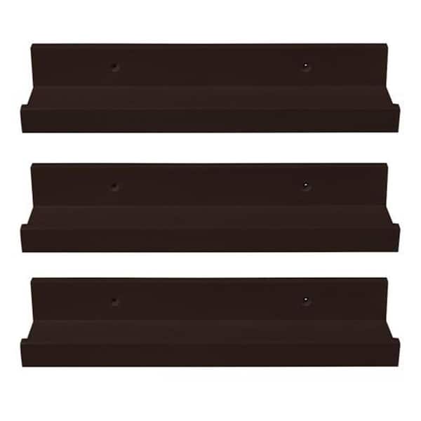 Winado 14 in. x 4 in. x 3 in. 3-Piece Dark Brown Decorative Wall Shelves