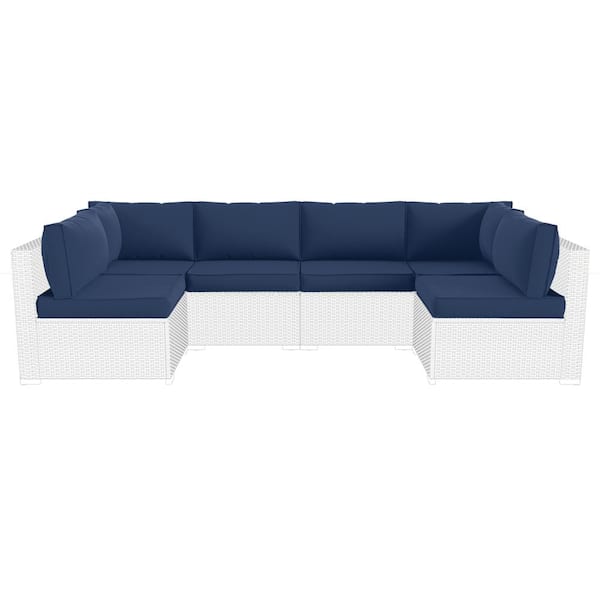 Poteban Outdoor 25.7 in. x 4 in. Sectional Cushions Set Seat/Back Navy Cushion