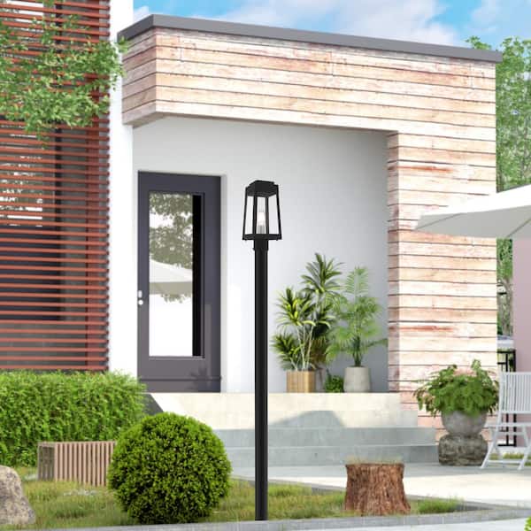 Vaughn 15 in. 1-Light Black Cast Brass HardwiredOutdoor Rust Resistant Post Light with No Bulbs Included