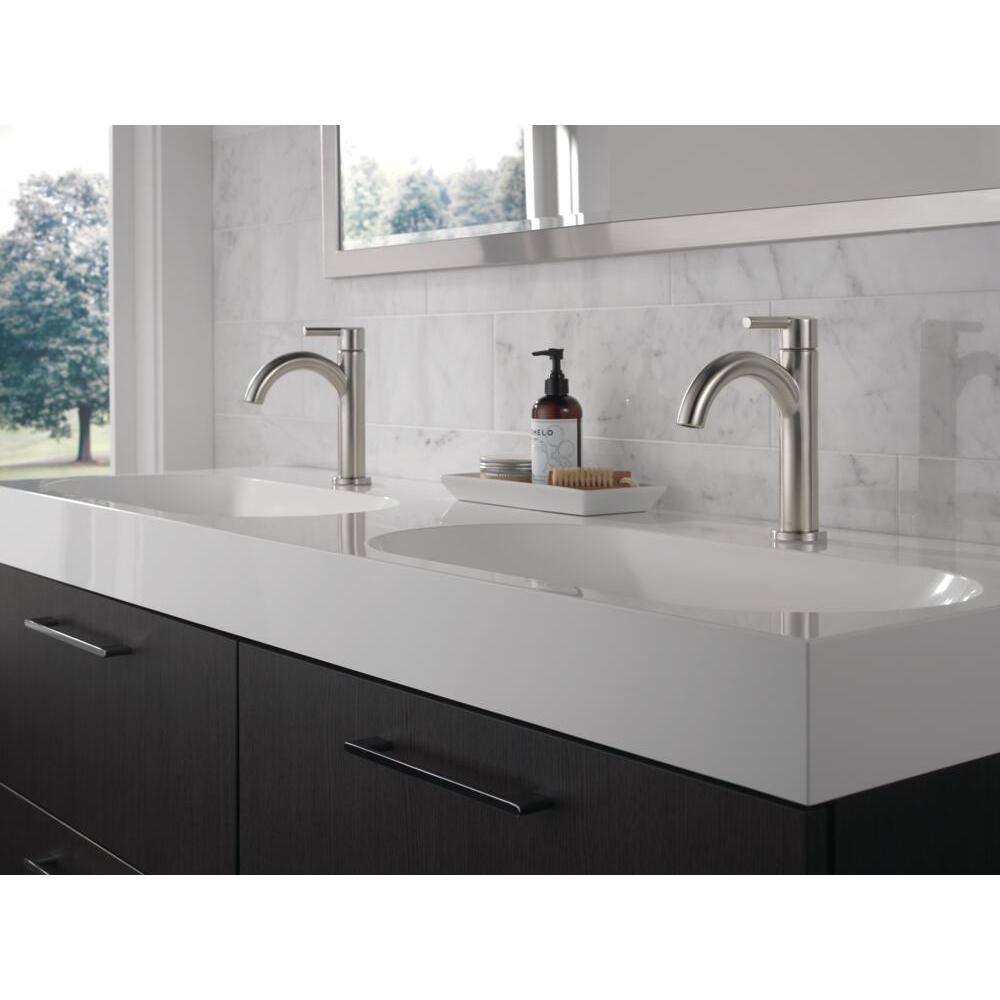 Nicoli Brushed Stainless Steel Single Handle Mid-Arc Bathroom Faucet