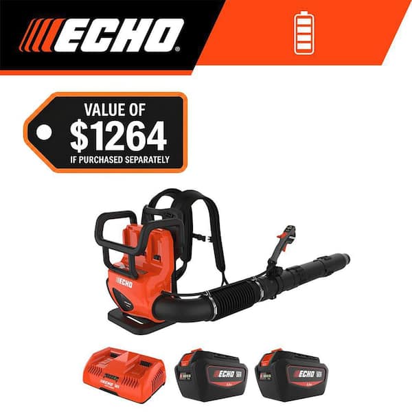 56V 195 MPH 795 CFM Cordless Battery Backpack Blower w/Tube Throttle and (2) 5.0Ah Batteries and Dual Port Charger