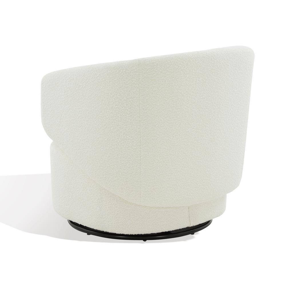 Ivory Elegance 31'' Wood Base Swivel Barrel Chair