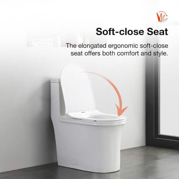 Aoibox 1-Piece 1.1/1.6 GPF Elongated Dual Flush Water saving Toilet in.  White, Seat Included SNMX410 - The Home Depot