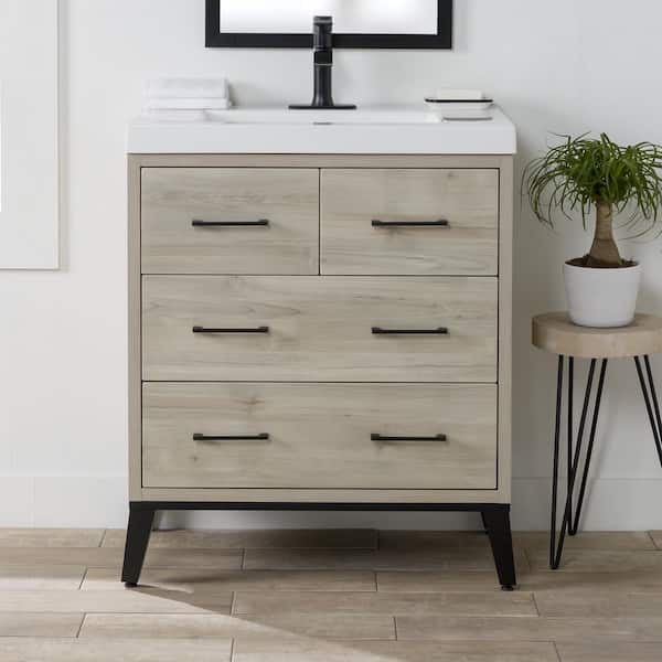 Domani Solway 31 in. Single Sink Sable Bath Vanity with White Cultured Marble Top (Assembled)