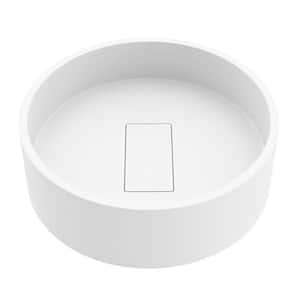 Bryant Modern White Matte Stone 15 in. L x 15 in. W x 5 in. H Round Vessel Bathroom Sink