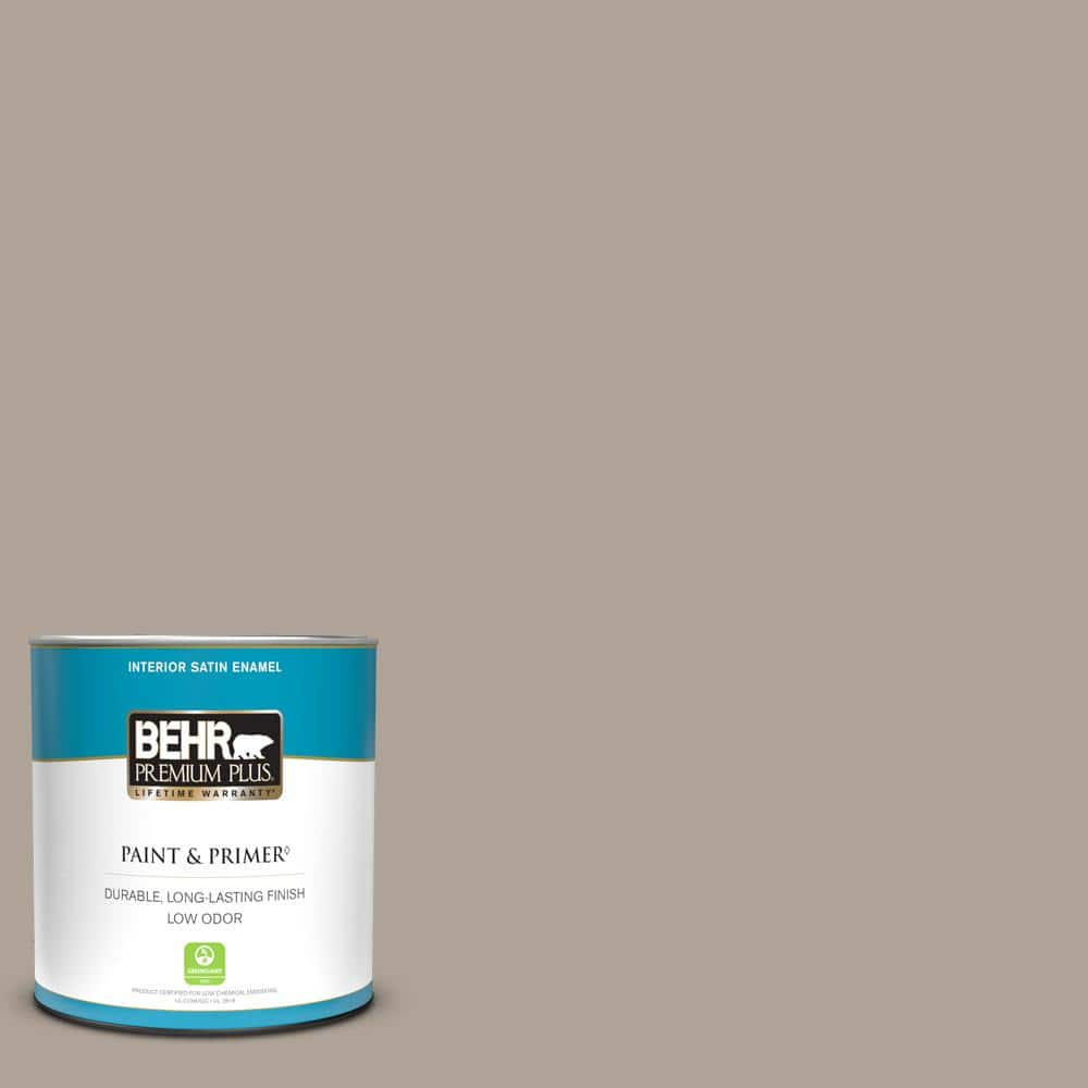 BEHR PREMIUM PLUS 1 qt. #MQ2-56 Abbey Stone Satin Enamel Low Odor Interior  Paint & Primer 740004 - The Home Depot