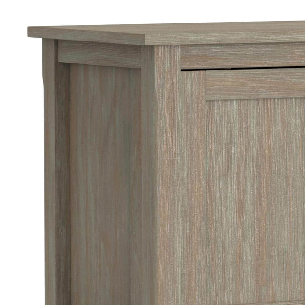 Distressed Grey 72'' Solid Pine Wood Media Console with Cabinet