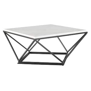 Conner Square Marble Coffee Table in White