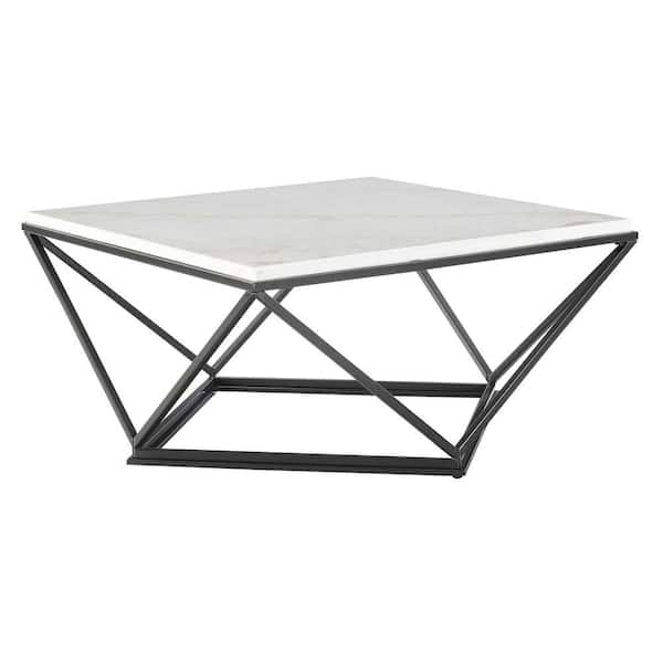 Picket House Furnishings Conner 36 in. White Square Stone Top Coffee Table