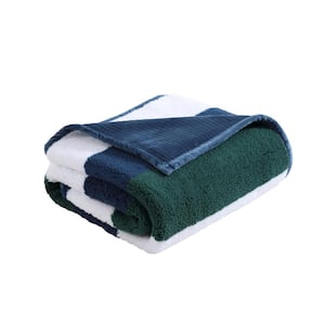 Wilton 1-Piece Navy/Green Sherpa Polyester 50 x 60 Throw Blanket