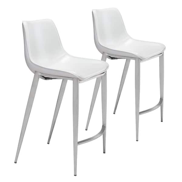 ZUO Magnus Counter Chair (Set of 2) White & Silver